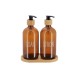 Dispenser γυάλ.set/2 σε bamboo βάση 500ml/17,5x8x21,5cm
