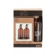 Dispenser γυάλ.set/2 σε bamboo βάση 500ml/17,5x8x21,5cm
