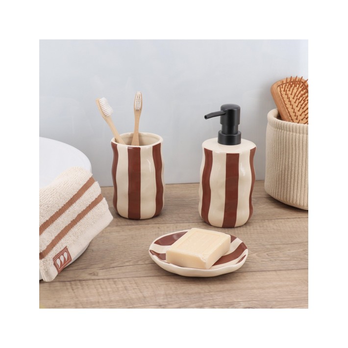 Ποτήρι οδοντόβουρτσας "MOCHA STRIPES" 350ml/8x11,6cm