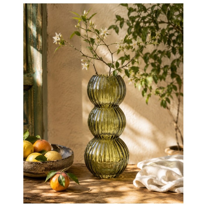 Βάζο γυαλ. Πράσινο Φ14,5 Η32,5cm