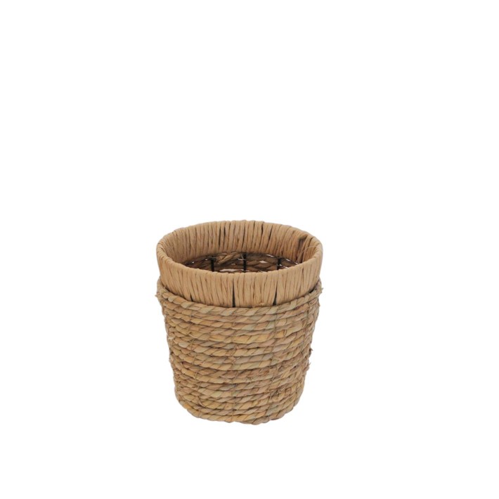 Καλάθι ψάθινο φυσικό/μεταλ.σκελ. Φ20Η20cm