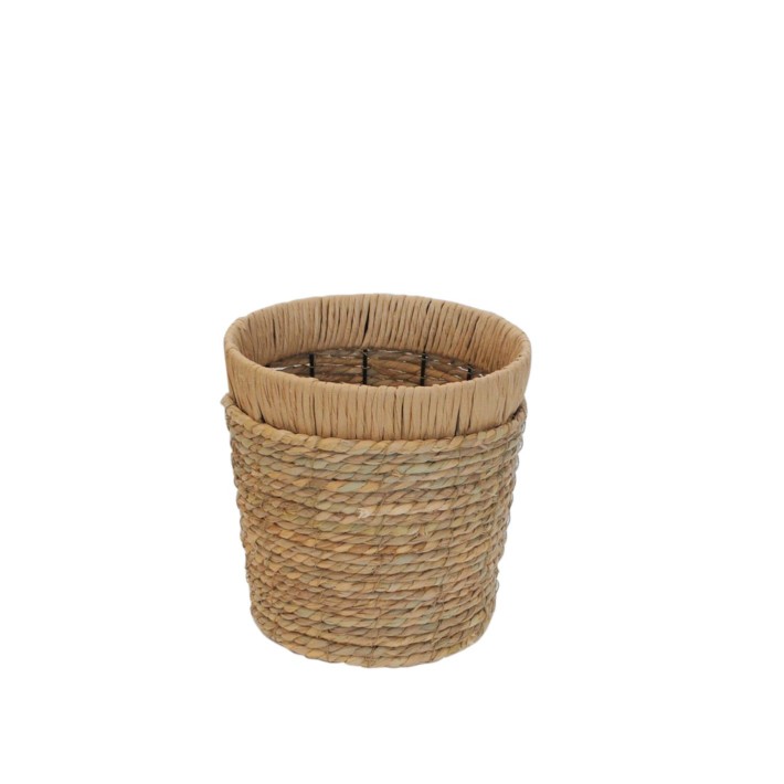 Καλάθι ψάθινο φυσικό/μεταλ.σκελ. Φ25Η25cm