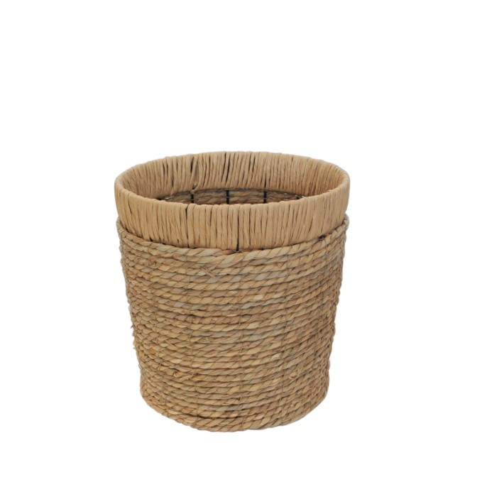Καλάθι ψάθινο φυσικό/μεταλ.σκελ. Φ30Η30cm