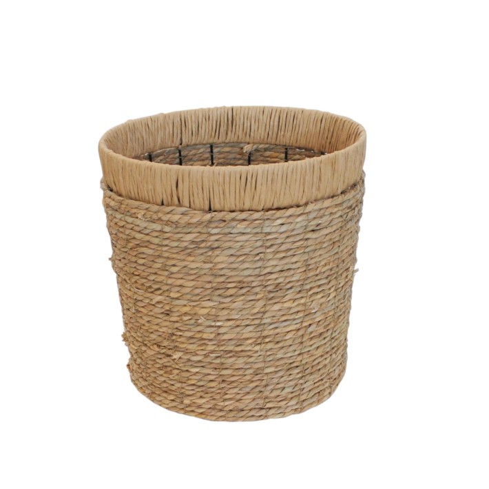 Καλάθι ψάθινο φυσικό/μεταλ.σκελ. Φ35Η35cm