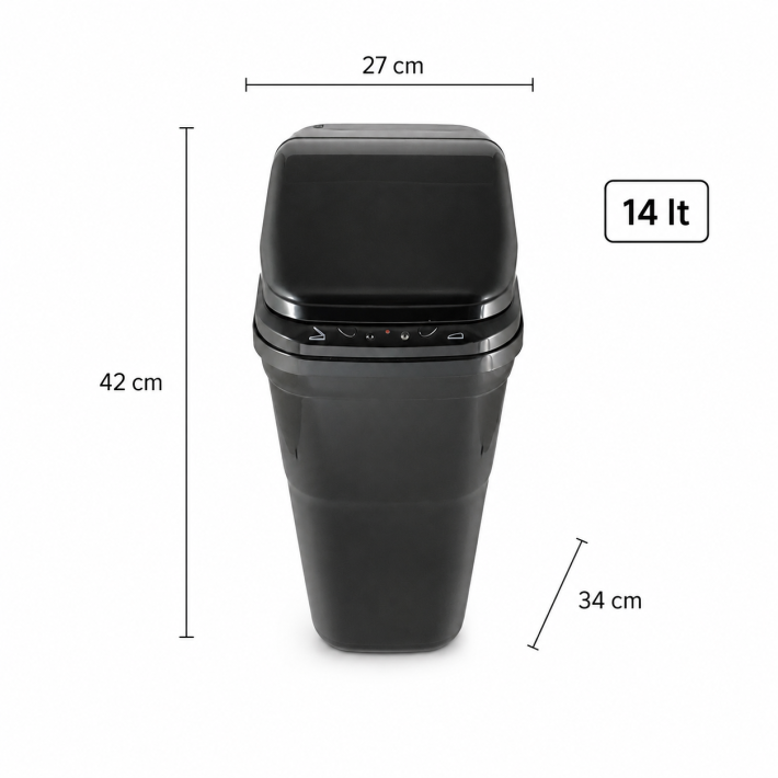 Αυτόματος Κάδος με Φωτοκύτταρο 14lt Μαύρος 27x34x42cm MRShome