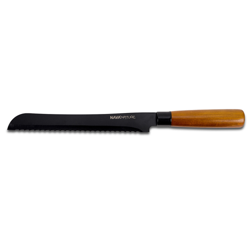 Ατσάλινο μαχαίρι ψωμιού 'Nature' με ξύλινη λαβή και αντικολλητική επίστρωση 32cm