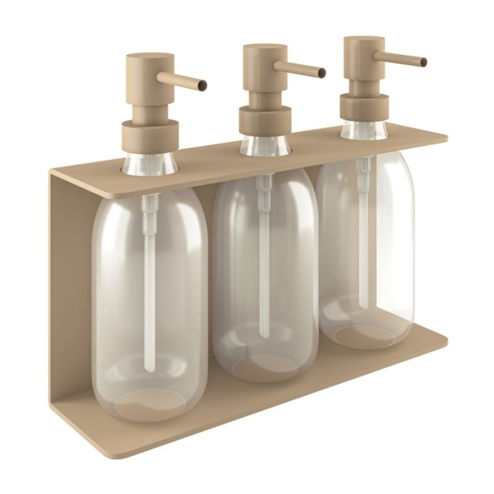 Επιτοίχια Dispenser (3 x 300ml) - Matt Beige, Pam & Co, W25 x D7.5 x H20 (cm), 251375-103