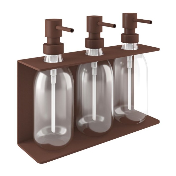 Επιτοίχια Dispenser (3 x 300ml) - Matt Wenge, Pam & Co, W25 x D7.5 x H20 (cm), 251375-943