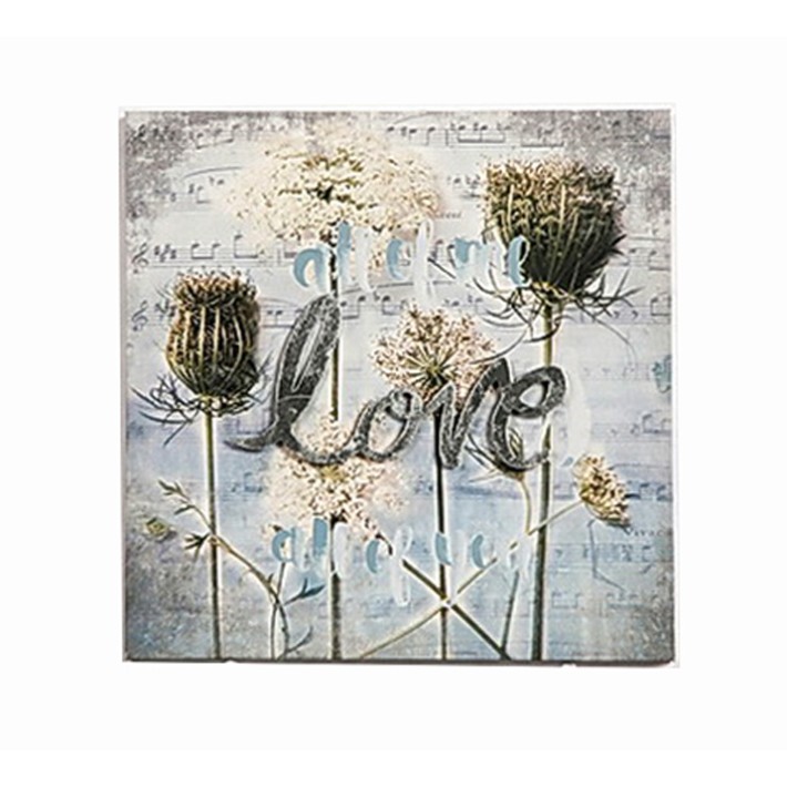 Zaros Διακοσμητικός Καμβάς "Love & Flowers" 30x30 εκ.