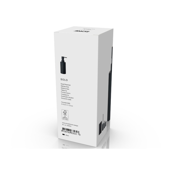 Zone Denmark Δοχείο Κρεμοσάπουνου Πορσελάνινο/ABS 300 ml - Solo Black