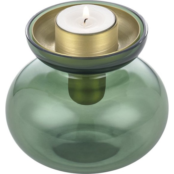Zone Denmark Βάζο/Κηροπήγιο Γυάλινο Φ11x10 - Inu Moss Green/Brass