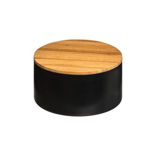 Μπιζουτιέρα μαύρη  με καπάκι ξύλινο 13,5Χ7