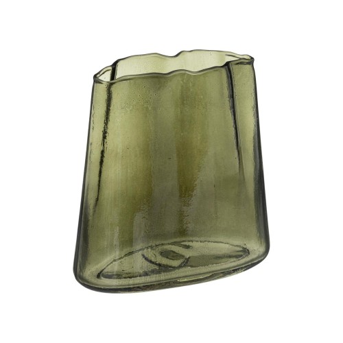 Βάζο γυαλ.πράσινο irregular 19,5Χ9,5Χ20