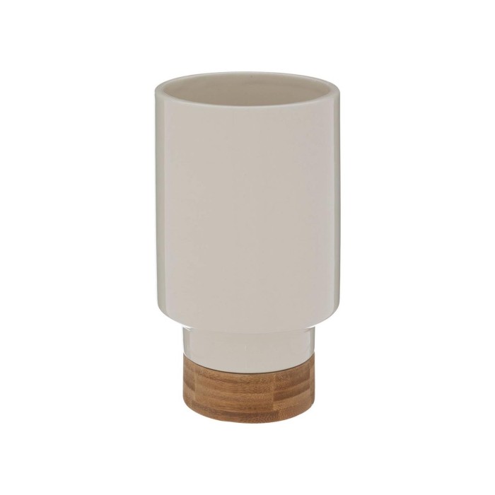 Βάζο κεραμ.λευκό με βάση bamboo 10Χ18