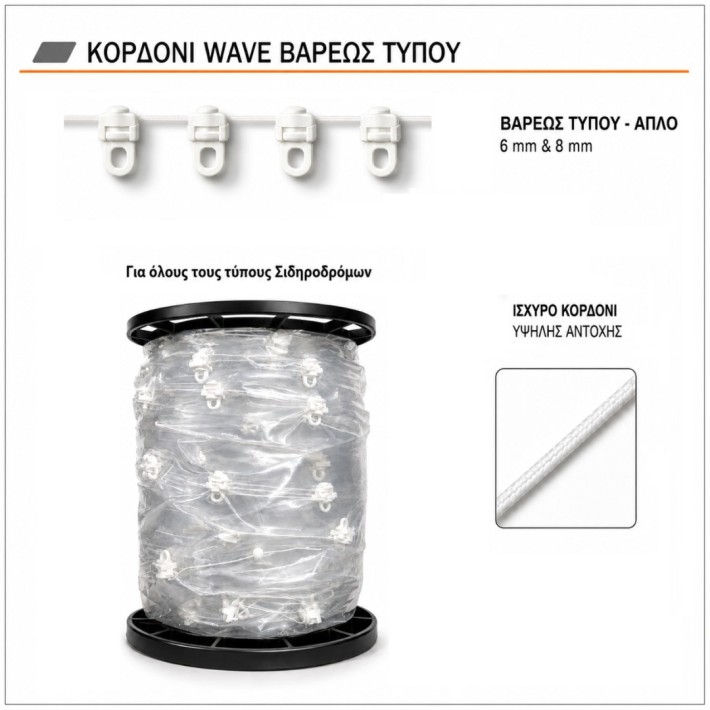 Import Hellas Κορδόνι WAVE 6mm Βαρέως Τύπου