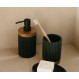 Andrea House Σετ Dispenser και Ποτηροθήκη Μαύρο με Ξύλο