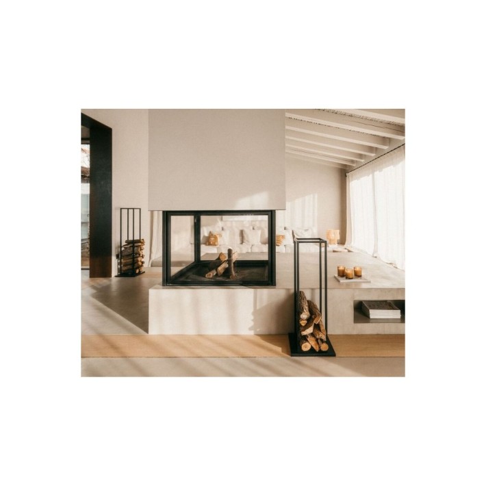 Andrea House Ξυλιέρα Μεταλλική 33x33x115 εκ., Μαύρη Ματ