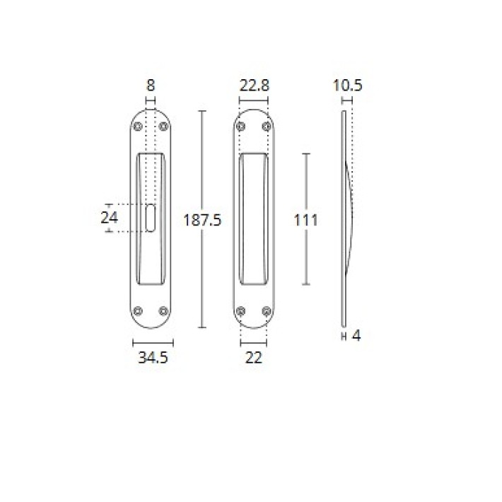 Χούφτα Συρόμενης Πόρτας  Convex 101PS Ορειχάλκινη Ματ Νίκελ