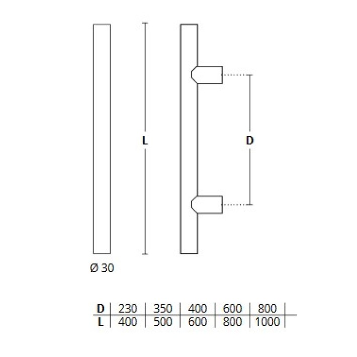 Λαβή Εξώθυρας Inox Φ30 Convex 1127 Μαύρο ματ