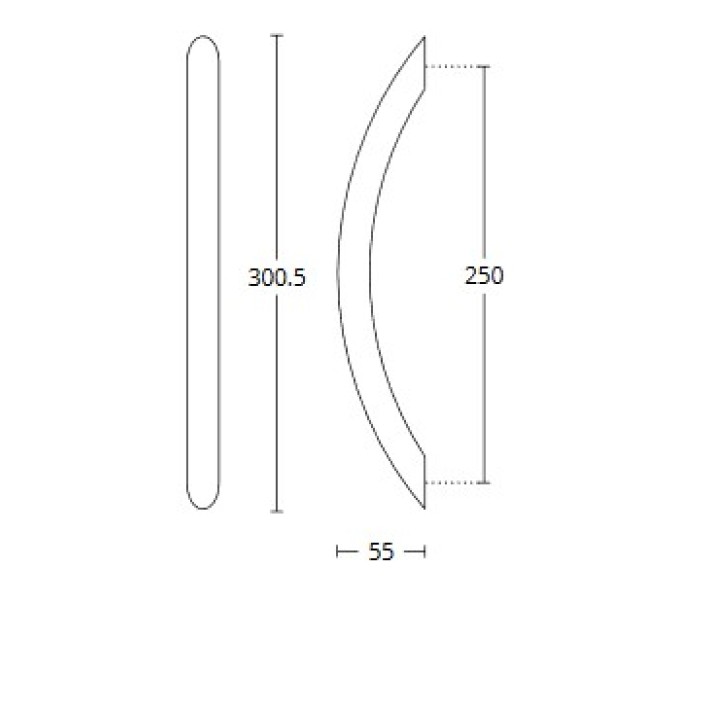 Λαβή Εξώθυρας Ορειχάλκινη Convex 129P Ματ Νίκελ