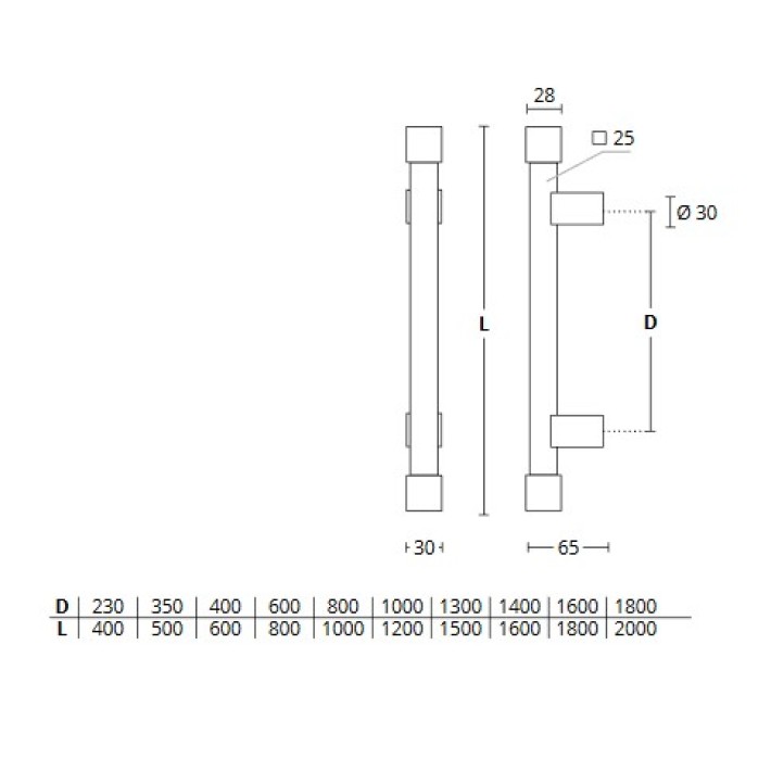 Λαβή Εξώθυρας Inox Convex 639 σε 10 Διαστάσεις