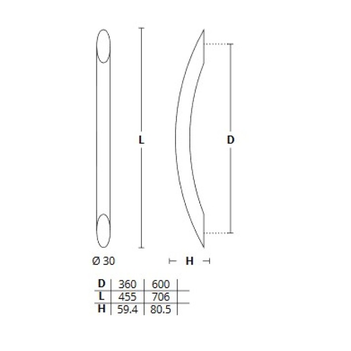 Λαβή Εξώθυρας INOX Convex 833-360 Ματ Νίκελ