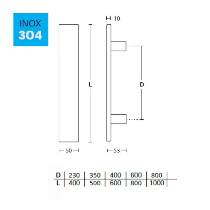 Λαβή Εξώθυρας Inox Convex 1147 σε 5 Διαστάσεις