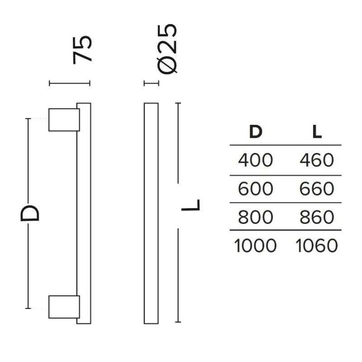 Λαβή Εξώθυρας Inox Μαύρη με Χρώμιο Ματ  Convex 1167 Φ25