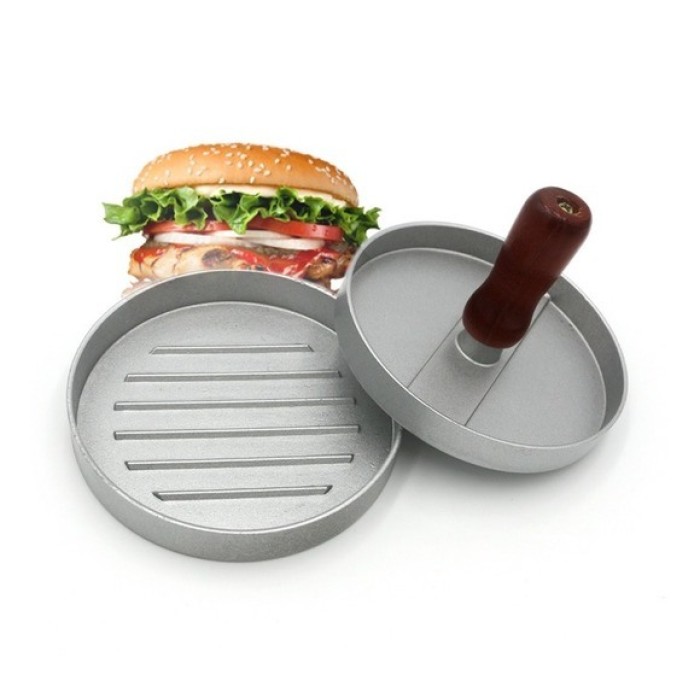 Dream House 7458 Πρέσα Μεταλλική για Μπιφτέκι Burger με Ξύλινη Λαβή 12εκ.