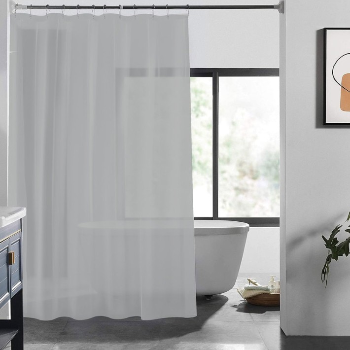 ESTIA ΚΟΥΡΤΙΝΑ ΜΠΑΝΙΟΥ ΑΔΙΑΒΡΟΧΗ PEVA 180x180cm ΓΚΡΙ