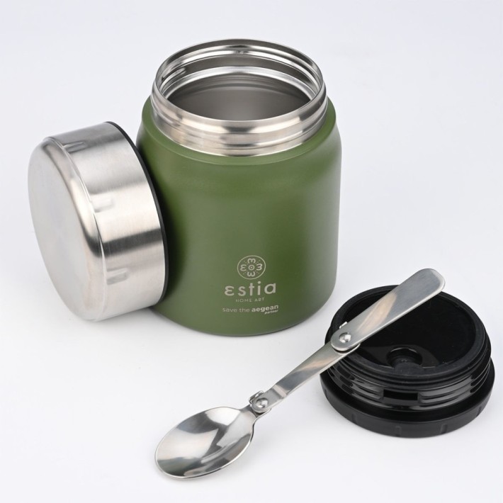 Lunch Set/3 Estia, Θερμός, Φαγητοδοχείο και Τσάντα Φαγητού σε Πράσινο - Green Forest