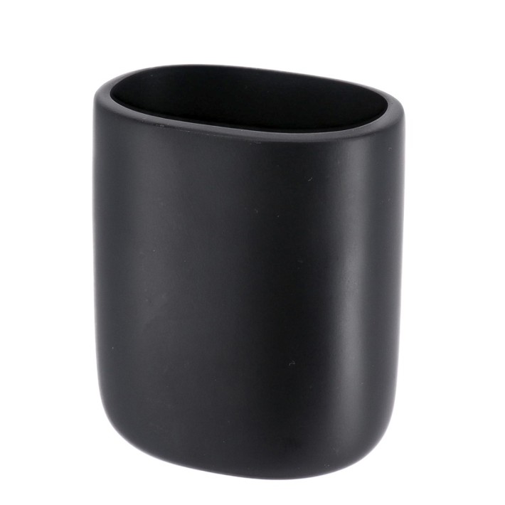 Ποτηροθήκη Μπάνιου Polyresin 10,50x9x6,50εκ., Μαύρη