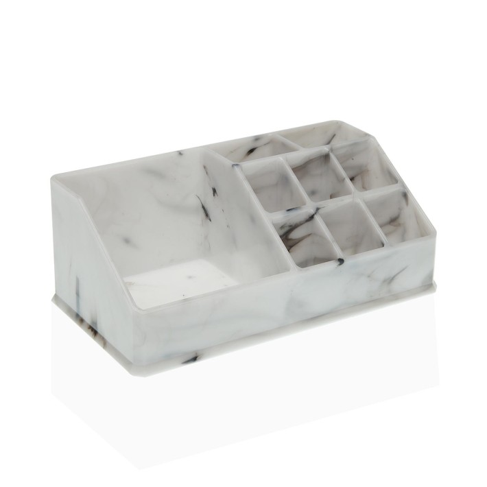 Finezzahome 21890102 Θήκη Καλλυντικών 9 Θέσεων PL Polyresin 17x9,3x6,7 εκ., Εφέ Μαρμάρου