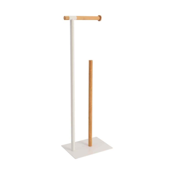 Finezzahome 9134 Βάση για Χαρτί Υγείας Ατσάλι 22x16x69,5εκ., Λευκή- Μπαμπού