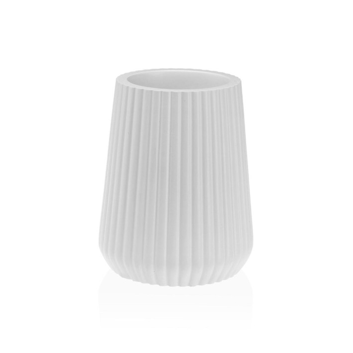 Finezzahome 22230070 Set/2 Dispenser και Ποτηροθήκη Polyresin. Λευκό