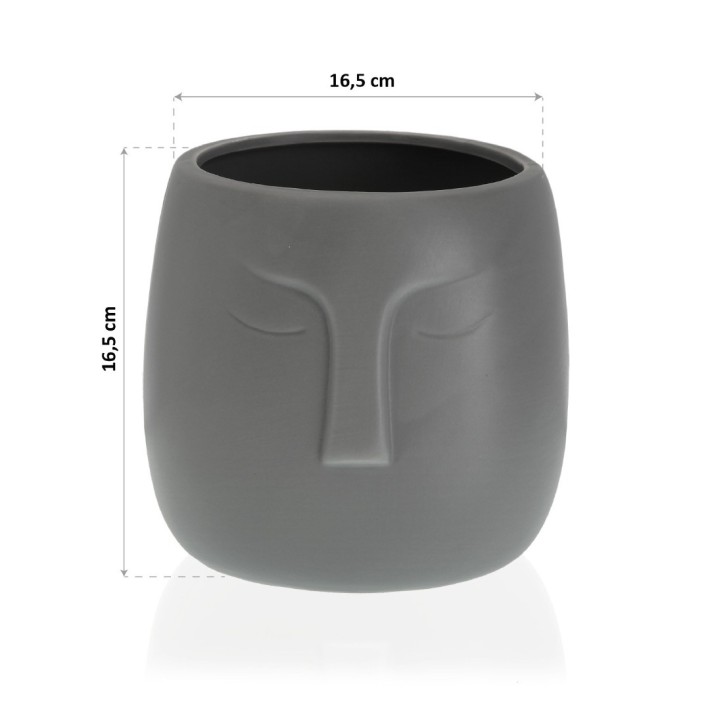 Finezzahome 22290013 Κασπώ Κεραμικό Πρόσωπο Minimal 16.5x16.5εκ. Γκρι
