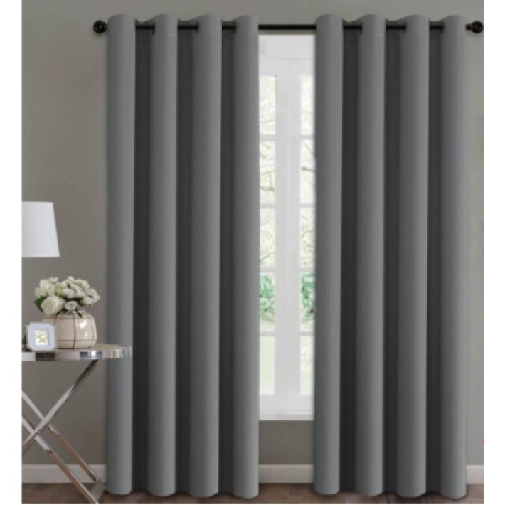 Κουρτίνα Με Τρουκς Black Out 140x260, Γκρι