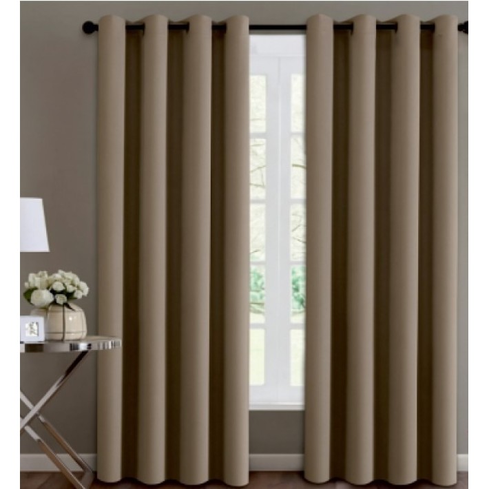 Κουρτίνα Με Τρουκς Black Out 140x260, Taupe