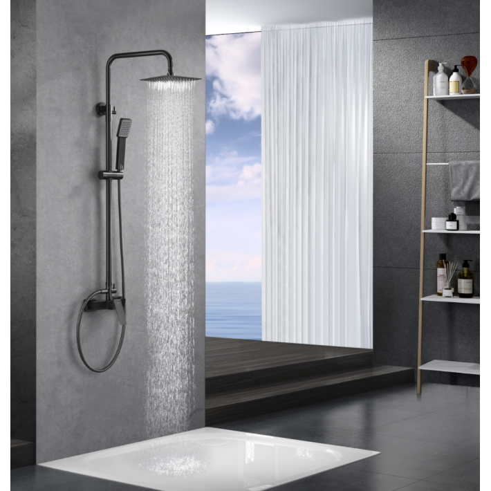 Imex Pisa BDP048/BGM Ρυθμιζόμενη Στήλη Ντουζ με Μπαταρία 88-124cm Black Gum Metal