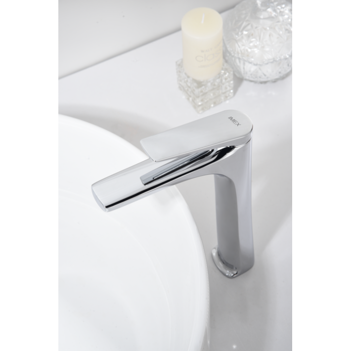 Imex Delos BDD055-3 Μπαταρία Νιπτήρα Ψηλή Inox Χρωμέ