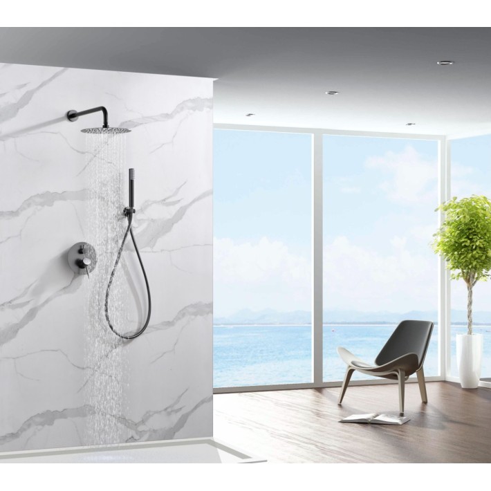 Imex Monza GPM039/BGM Σύστημα Εντοιχισμού Ντουζιέρας, Μίκτης, Τηλέφωνο & Κεφαλή Ντουζ 2 Εξόδων Black Gun Metal