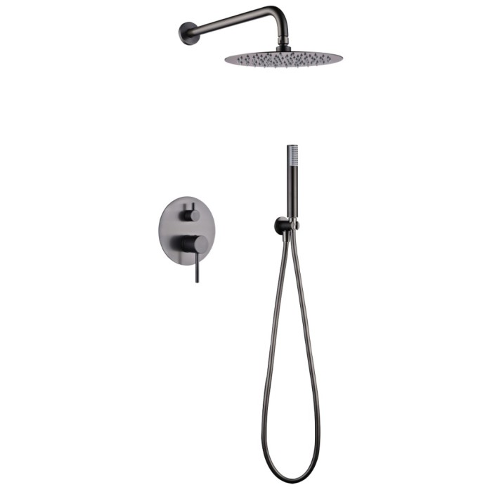 Imex Monza GPM039/BGM Σύστημα Εντοιχισμού Ντουζιέρας, Μίκτης, Τηλέφωνο & Κεφαλή Ντουζ 2 Εξόδων Black Gun Metal