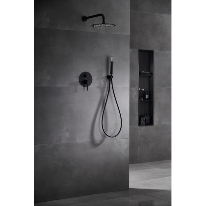 Imex Monza GPM039/NG Σύστημα Εντοιχισμού Ντουζιέρας, Μίκτης, Τηλέφωνο & Κεφαλή Ντουζ 2 Εξόδων Μαύρο