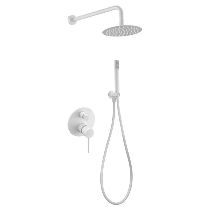 Imex Milos GPMS045/BL Σετ Μίκτης, Τηλέφωνο & Κεφαλή Ντουζ Εντοιχισμού Ντουζιέρας 2 Εξόδων Λευκό Ματ