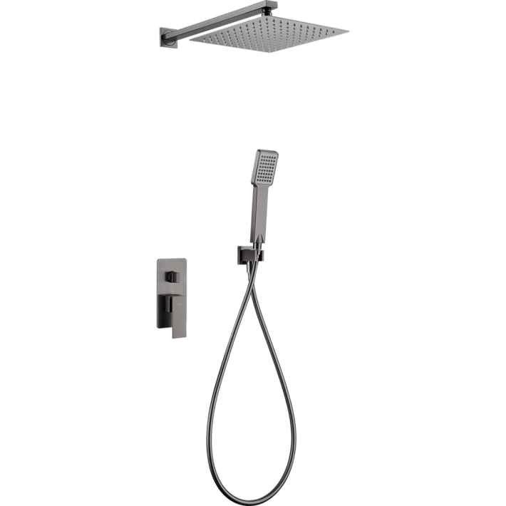 Imex Pisa GPP048/BGM Σύστημα Εντοιχισμού Ντουζιέρας, Μίκτης, Τηλέφωνο & Κεφαλή Ντουζ 2 Εξόδων Black Gun Metal