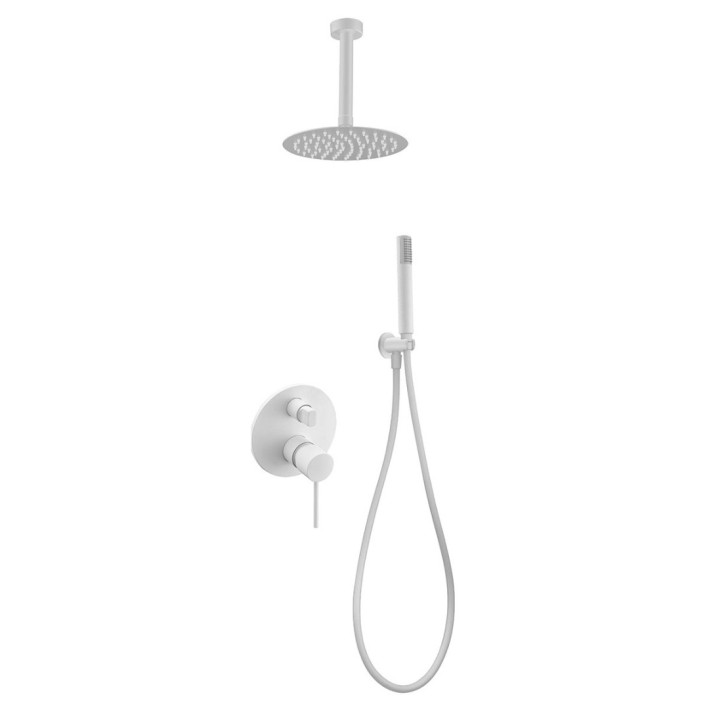 Imex Thalos GPTS045/BL Σετ Μίκτης, Τηλέφωνο & Κεφαλή Ντουζ Εντοιχισμού Ντουζιέρας 2 Εξόδων Λευκό Ματ