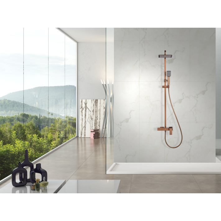 Imex Pisa BDP048/ORC Ρυθμιζόμενη Στήλη Ντουζ με Μπαταρία 88-124cm Ροζ Χρυσό Ματ