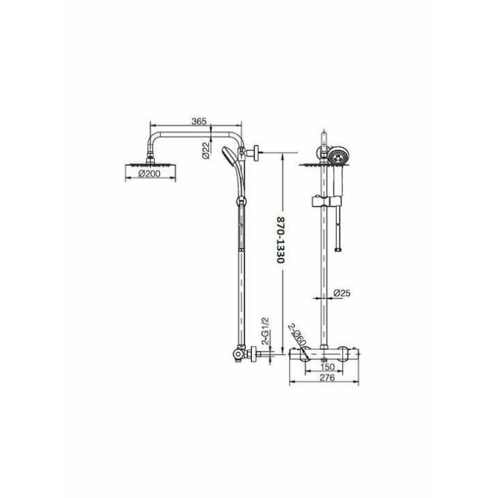 Imex Moscu BTK017/AC Στήλη Ντουζ Ανοξείδωτη Θερμοστατική 87/133εκ. Πλήρες Σετ Inox Ασημί