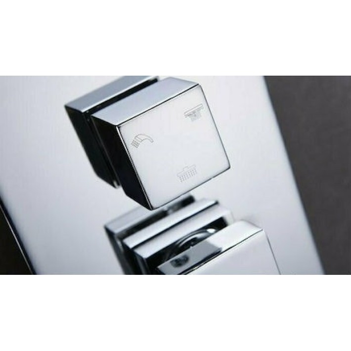 Imex Malaga GTS020 Σετ Μίκτης, Τηλέφωνο & Κεφαλή Ντουζ Εντοιχισμού Ντουζιέρας 3 Εξόδων Χρώμιο