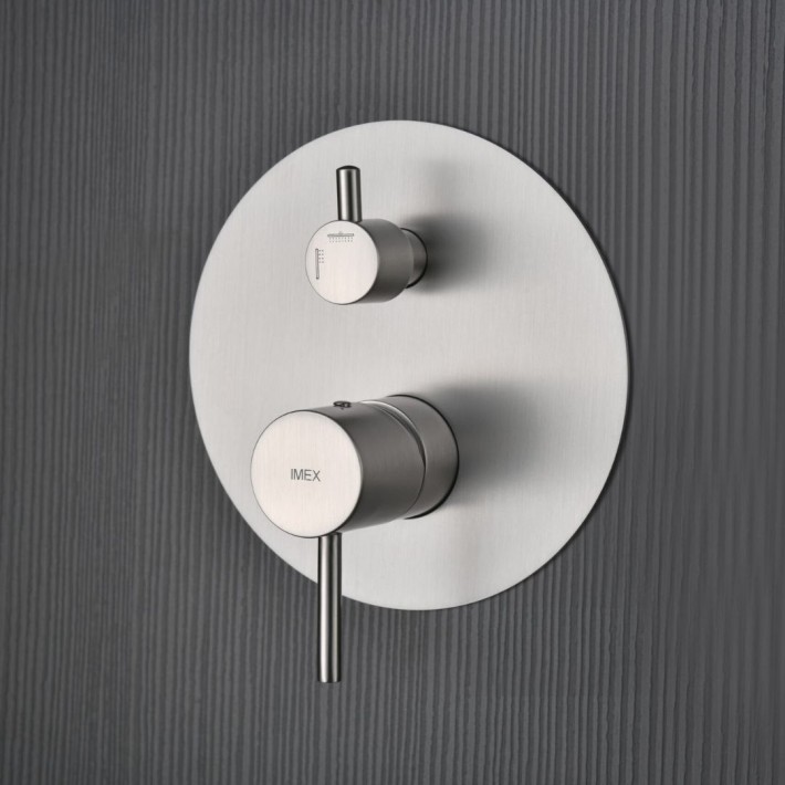 Imex Monza GPM039/NQ Σύστημα Εντοιχισμού Ντουζιέρας, Μίκτης, Τηλέφωνο & Κεφαλή Ντουζ 2 Εξόδων Νίκελ Ματ
